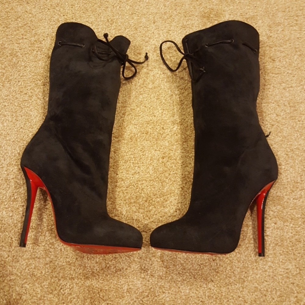 Louboutin suede booties with lace - Picture 4 of 4
